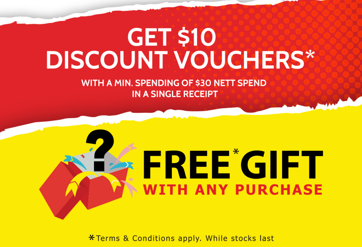 Get $10 Discount Vouchers and Free Gift With Any Purchase
