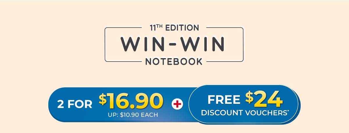 11th Win-Win Notebook | 2 For $16.90 + FREE $24 Discount Voucher